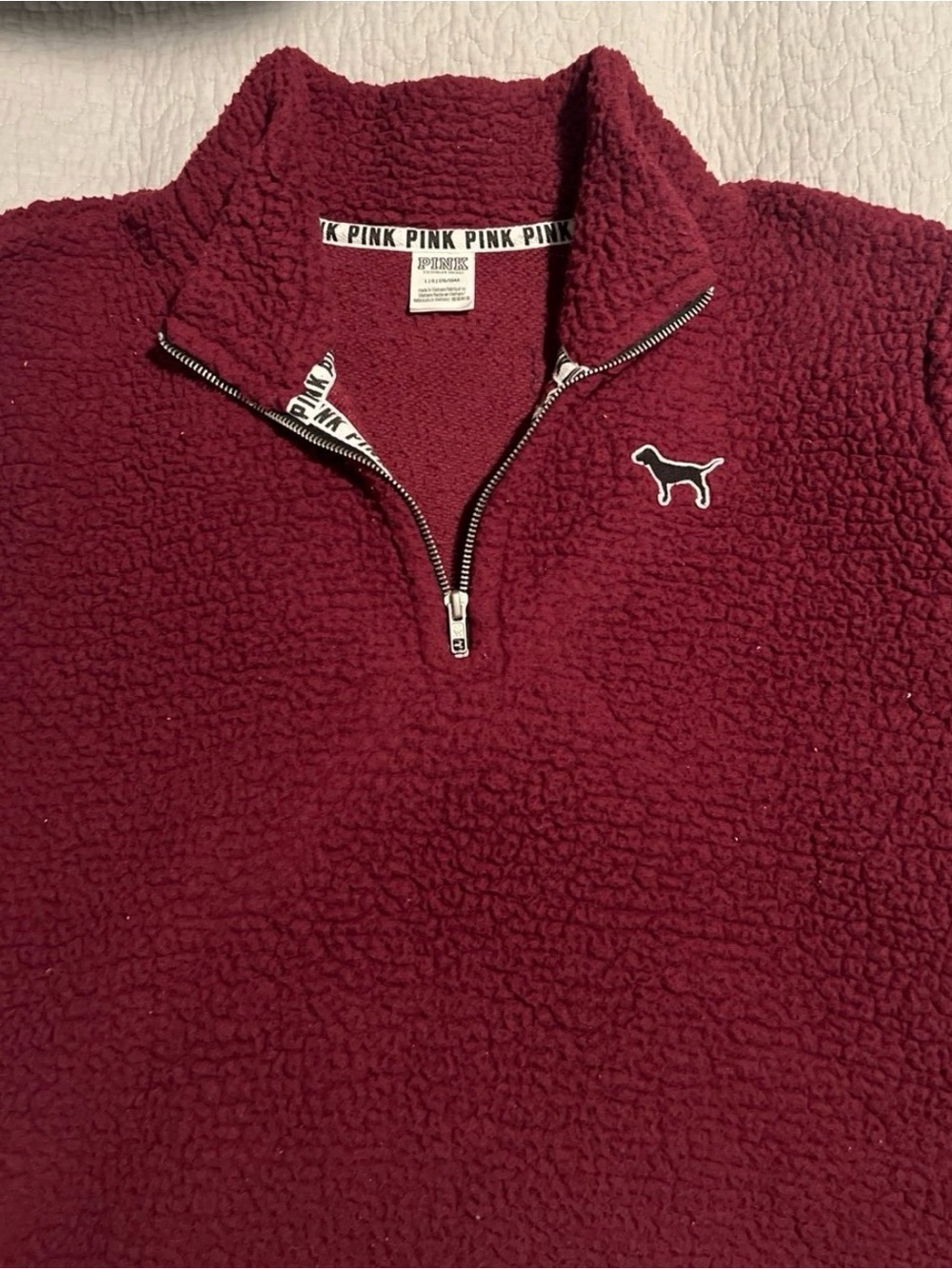 Victoria's Secret PINK Deep Burgundy Quarter-Zip Sherpa Pullover